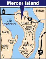 Map showing location of Mercer Island